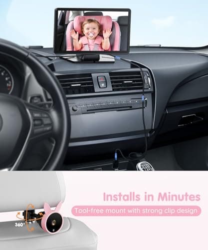 Babyvue BV4 USB Car Baby Camera, 7" 1080P HD Screen, Clear Auto IR Night Vision Back Seat Camera, Easy Install & Adjustable Brightness, Baby Shower & First Birthday Gift for Girls, Pet Friendly - Thumbnail 5