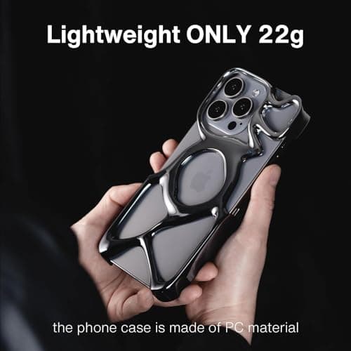 Angry miao AM Emptiness iPhone 15 Pro Max Case Matte Sliver, Ultra-Light 23g Clear PC Case with Hollow Frame for Better Heat Dissipation, Shock-Resistant Protection, MagSafe Compatible - Thumbnail 6