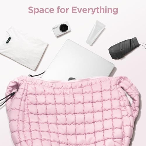 Puffer Tote Bag for Women Large Quilted Tote Bag Quilted Carryall Bag Soft Puffy Crossbody Bag Hobo Handbags Puff Purse - Thumbnail 5