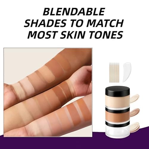 Full Coverage Tattoo Cover Up Cream – Waterproof, Sweatproof Body Concealer for Scars, Birthmarks and Dark Spots – Blendable Dual Shades (Ivory & Medium Deep) - Thumbnail 5