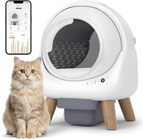 Beokeo Automatic Litter Box, Self Cleaning Litter Box for Multiple Cats with App Control, Dual Safety Protection, Odor-Free Waste Disposal, Includes Trash Bags, White