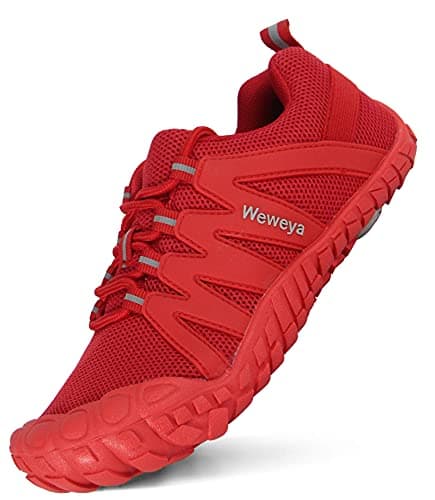 Weweya Minimalist Running Shoes for Women Barefoot Shoes Wide Toe Box Sneakers Cross Trainer Shoes Red US Size 6 6.5 - Thumbnail 4