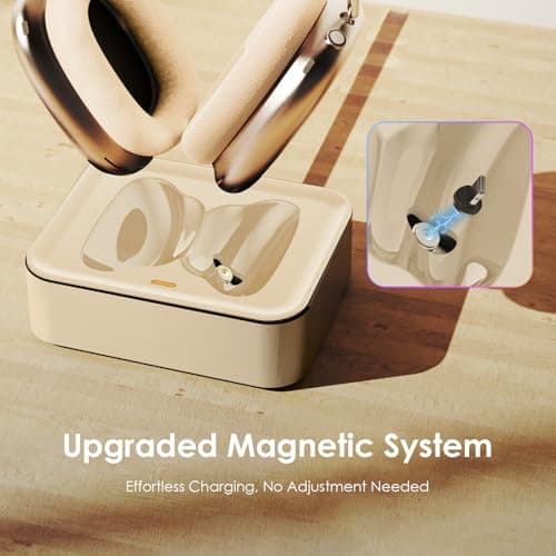 Headphone Charging Station for AirPods Max 2024 & 2020 - Magnetic Headset Charger Dock with Dual Connectors (Starlight) - Thumbnail 3