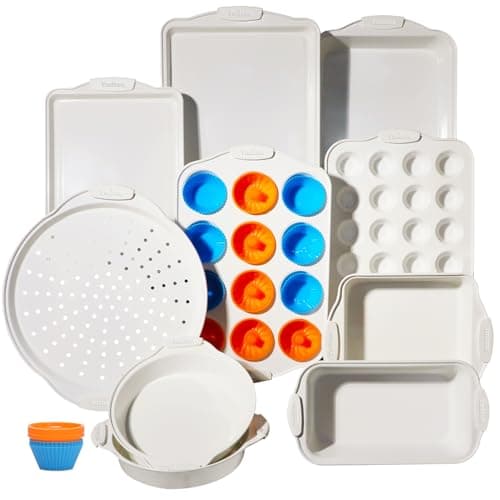Ymiton Baking Pans Set with Silicone Handles, 34 PCS Nonstick Bakeware Sets, Oven Pan Set Includes Baking Tray, Cookie Sheet, Cake Pans, Loaf Pan, Muffin Pan, Pizza Pan - Image 1