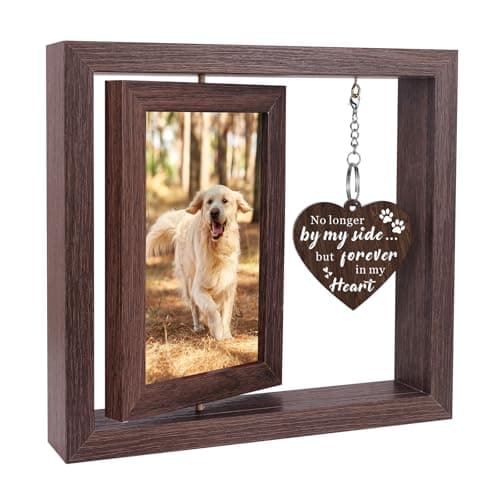 Boiveco Dog Memorial Gifts for Loss of Dog, Pet Memorial Gifts for Dogs Roating Wooden Picture Frame, Loss of Dogs Sympathy Gift Bereavement Remembrance Condolence Photo Frame, Display Two 4x6 Photos