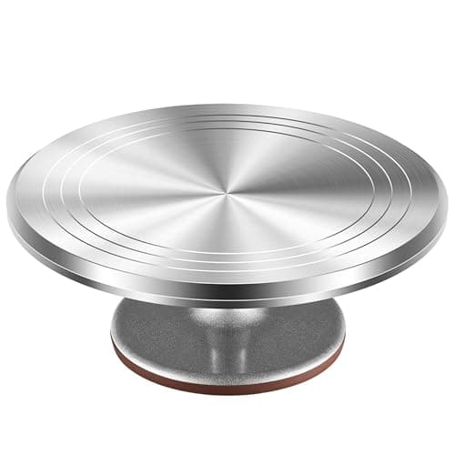 12-Inch Aluminum Alloy Cake Turntable for Frosting, Ultra-Smooth Rotating Icing Stand with Non-Slip Base, Heavy-Duty Decorating Rotating Cake Stand for Baking, DIY Crafts, and Cake Decoration - Image 1