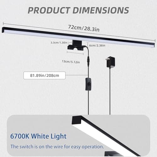 TYhogar 28" Plug in Bathroom Light Fixtures Matte Black Vanity Lights,11W LED Picture Light 3 Installation Methods 6600K White-Light Vanity Light Bar Wall Sconce for Bedroom/Living Room/Kitchen - Thumbnail 3
