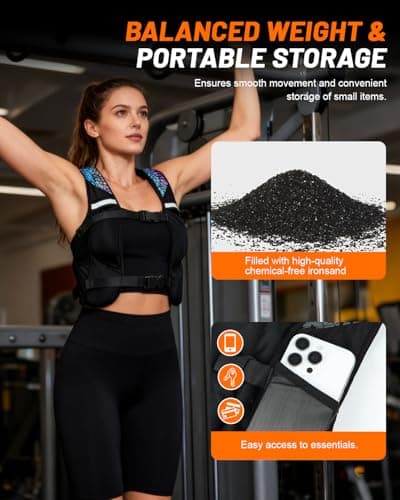 Weighted Vest for Woman Men, 0-10lbs Adjustable Running Vest with 10 Removable Weights, Weight Training Vest for Weight Loss, Colorful Reflective Straps & Phone Pockets, Machine Washable - Thumbnail 4
