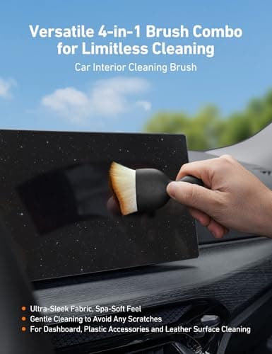 AstroAI 10pcs Windshield Cleaner Tool, Car Interior Detailing Kit with AC Vent Brush, 3 Cleaning Brushes, 4 Microfiber Pads and Spray Bottle, All-Inclusive Cleaning Solution, Car Accessories, Blue - Thumbnail 6