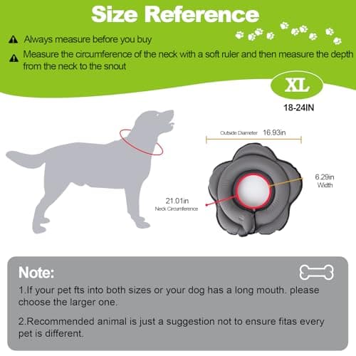Dog Cone Collar for Large Dogs, Soft Inflatable Dog Donut Alternative After Surgery, Adjustable Protective Pet Recovery Collar, Donut Recovery Collar Prevents Licking for Dogs (Gray, XL) - Thumbnail 2