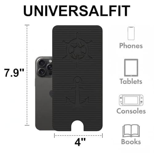 Adjustable Foldable Silicone Phone Stand, Black, with Charging Port, Non-Slip Desk Holder for iPhone, Samsung, Tablets - Thumbnail 2