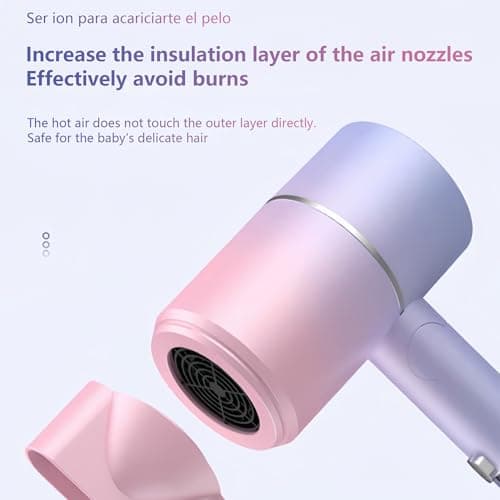 YOZTRS Foldable Ionic Hair Dryer with Diffuser, 800W Fast Drying Blow Dryer, 38000 RPM, Lightweight, Pink Blue, for Home & Travel (Pink Blue) - Thumbnail 4