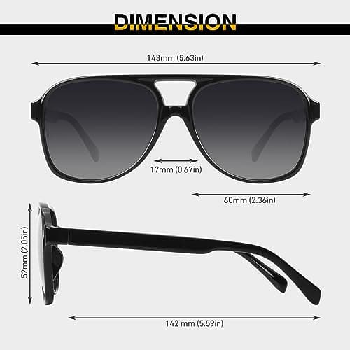 GQUEEN Retro Pilot Sunglasses Womens Men Polarized 70s Vintage Square Shades Double Bridge UV400 - Thumbnail 6