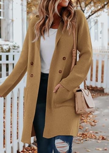 KIRUNDO Cardigan Sweaters for Women 2026 Fall Open Front Knit Sweater Jackets Business Casual Long Coatigan Winter Clothing(Khaki, XX-Large) - Thumbnail 3