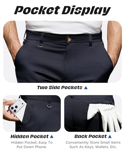 CoozySphere Men's Casual Golf Shorts 7 Inch Inseam Lightweight Quick Dry Navy Dress Short Shorts for Men - Thumbnail 4