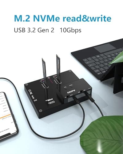 MAIWO K3015P Portable Dual Bay M.2 NVME Docking Station, Tool-Free Type-C10Gbps NVME SSD External Enclosure, with Offline Clone duplicator and System Copy Function. - Thumbnail 2