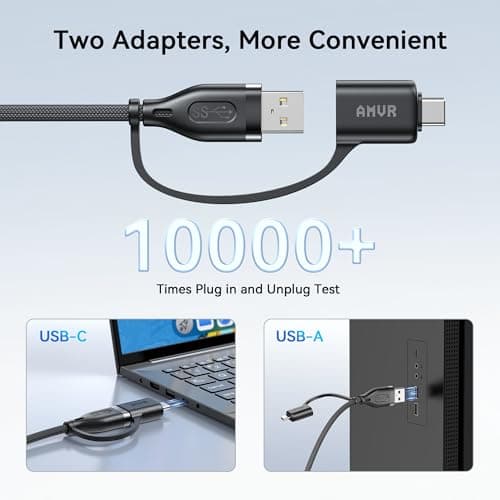 AMVR Link Cable with Charging 16FT Compatible with Meta Quest 3/3S/2/Pico 4 Accessories, Nylon Braided Cable with USB 3.0 A to C Adapter for SteamVR/PCVR, High-Speed Max 5Gbps, Play While Charger - Thumbnail 3