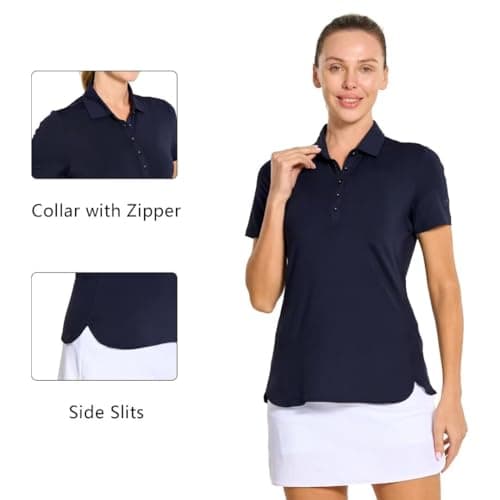 M MAELREG Womens Golf Shirt Short Sleeve Casual Lightweight Quick Dry Collared Tennis Polo Shirts for Women Navy - Thumbnail 5