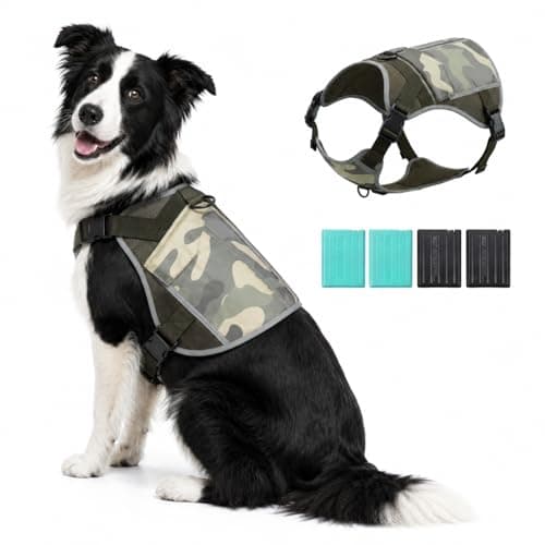 SAVIOR COOL Dog Cooling Vest Harness 4 PCM Ice Packs for Medium Large Dogs