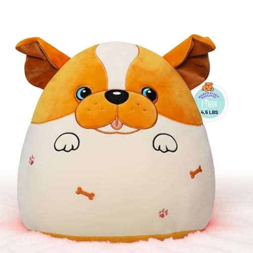 NIUBEHOHO Weighted Heating Bulldog Stuffed Animals - 16 Inch Big Weighted Dog Plush Puppy Pillow Unscented Heating and Cool Animal Pad Plushies on Sofa Pillow Warmth Gift for Kid Teen Adult 4.5Lbs - Image 1