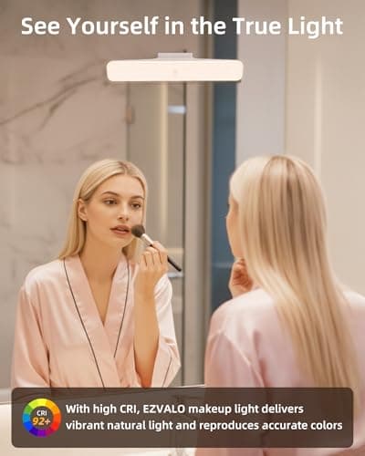 EZVALO 2 Pack Wireless Makeup Light, Rechargeable Vanity Lights for Mirror with 3 Color Modes, Stepless Dimming, Touch Control & Adjustable Angle, Cordless Bathroom Mirror Light, Gift for Women - Thumbnail 6