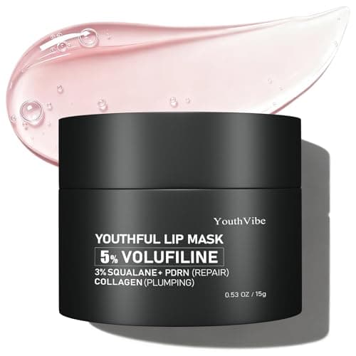 YouthVibe Lip Mask Overnight Moisturizing - Nourish & Hydrate, Antioxidants, 5% Volufiline, Vitamin E, Shea Butter, PDRN & Collagen Sleeping Lip Treatment for Dry, Chapped Lips - Image 1