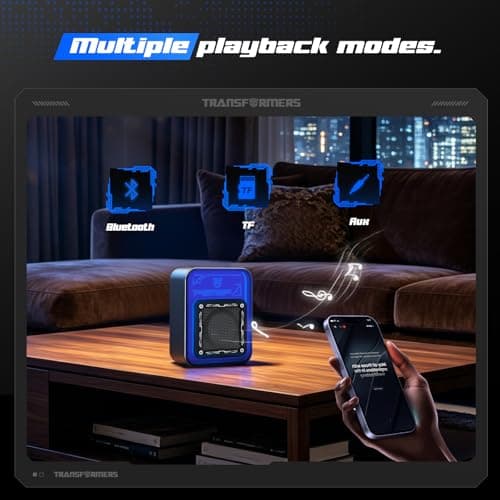 Transformers Portable IPX5 Waterproof Bluetooth Speakers, 6 RGB Light Modes Small Computer Speakers - Desktop & Outdoor with 5W Sound, Bluetooth 5.4, TWS Pairing, Valentines Birthday Gifts - Black - Thumbnail 4