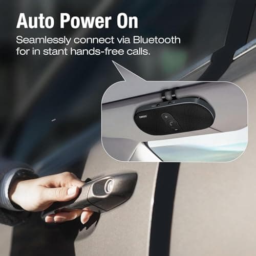 Car Bluetooth Speaker Hands-Free Speakerphone: 6W Bluetooth Car Speaker for Cell Phone - Wireless Hands Free Car Kit Support Siri Google Voice Assistant Motion Auto On Off with Visor Clip BC990G - Thumbnail 6