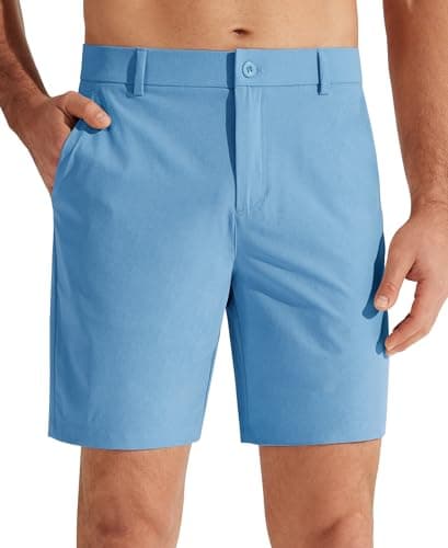 Libin Men's Golf Shorts 7" Work Dress Shorts Casual Flat Front Hybrid Short Lightweight Quick Dry Water Resistant, Light Blue, Size 35 - Image 1