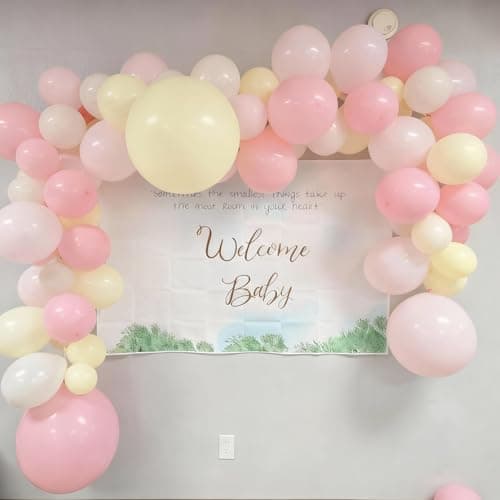 Pink and Yellow Balloons, 60Pcs 12 Inch Pastel Pink Light Pink Yellow Sand White Balloons for Baby Shower Bridal Shower Anniversary Wedding Bee Bear Themed Birthday Party Decorations - Thumbnail 3