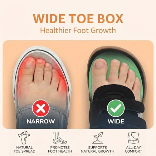 WIDE TOE BOX Toddler Girls Boys Shoes Wide Zero Drop Barefoot Shoes Comfort Non-Slip First Walking Sneakers for Preschool Outdoor Activities Black White, 7 Wide Toddler - Thumbnail 5