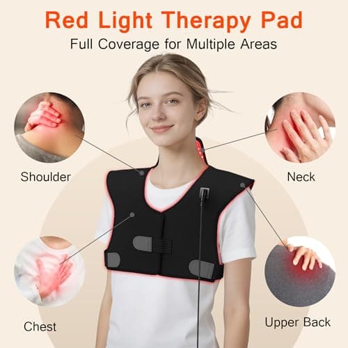 SUHZF Red Light Therapy for Neck and Shoulders, 165 LEDs Infrared Light Therapy Wrap for Home/Office, 5 Levels & 9 Timer Infrared Heating Pad for Neck, Shoulder, Chest, Upper Back - Thumbnail 4