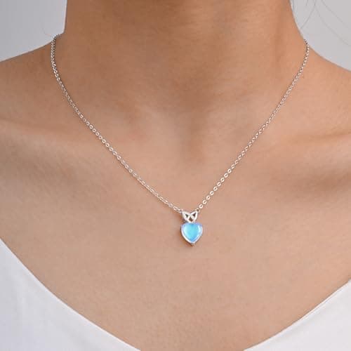 Myfresty 925 Sterling Silver Moonstone Necklace New Beginnings, Moonstone Jewelry June Birthstone Necklace for Women, Inspirational Graduation Gifts for Daughter Best Friend Mom Birthday Gifts - Thumbnail 3