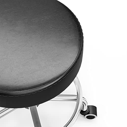 Icoget 360 Swivel Round Rolling Stool Chair, Height Adjustable Salon Shop Stool, Drafting Work SPA Medical Stools Office Chair with Wheels, Black - Thumbnail 6