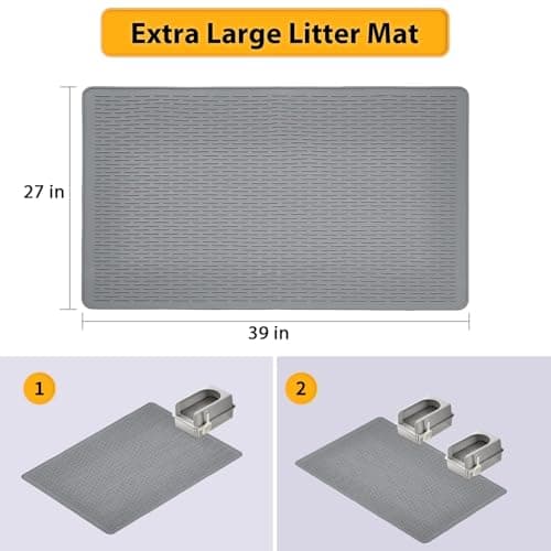 Colewin Large Cat Litter Mat 39x27 Inch, XL Waterproof Cat Mat for Litter Box with Raised Edges & Textured Surface, Washable Rubber Cat Litter Catcher Mat for Multiple Cats, Easy to Clean, Gray - Thumbnail 2