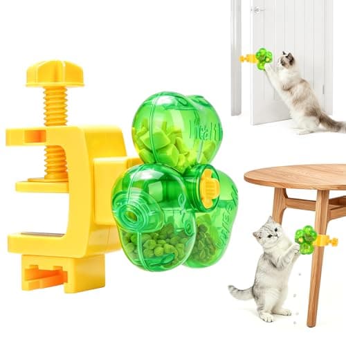 Cat Slow Feeder & Puzzle Feeder Toy, Interactive Rotating Treat Dispenser for Dry Food with Clamp Mount & 3 Adjustable Feeding Openings, Enrichment Toy for Indoor/Outdoor Cats, Small to Medium Dogs - Image 1
