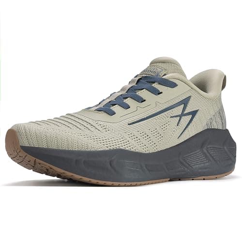 OL OUTJET LEGEND Men's Slip-On Walking Shoes Breathable Running Sneakers Hands-Free Cushion Tennis Shoes Non-Slip Gym Workout Sports Athletic Cross Training Fashion Wide Toe Sneakers Khaki - Image 1