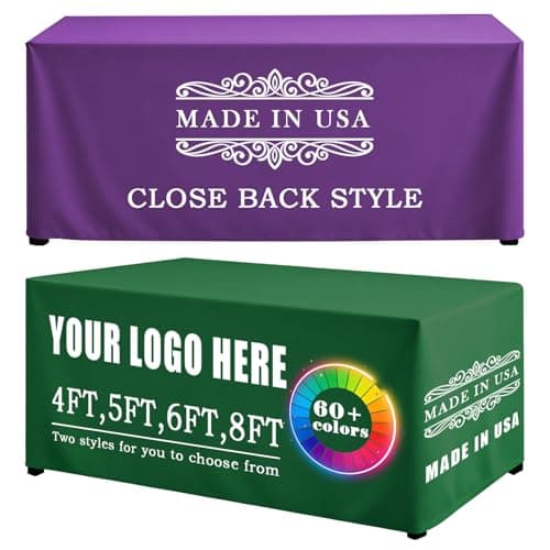 YOUYINYOU Shipping Next Day Custom Table Cloth with Logo Image Text 4/5/6/8/10FT for Business Tradeshow Events Company School Shop Other Important Events (132" L x 89" W)