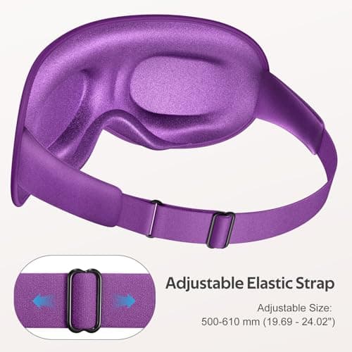 Vynix® Sleep Mask for Women Men - 100% Blackout Eye Masks for Sleep - 3D Soft Sleeping Mask for Side Sleepers - Zero Pressure Lash Extensions Eye Cover Shade for Airplane Travel Essentials, Purple - Thumbnail 6