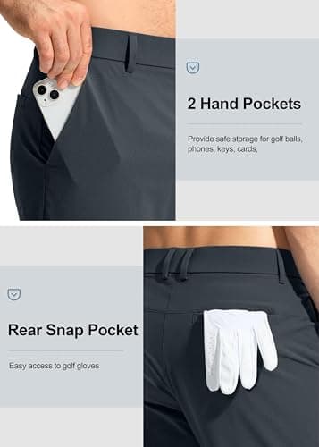 Pudolla Golf Pants for Men Stretch Dress Pants Mens Work Pants 32 Lightweight Quick Dry Casual Slacks Trousers with Pockets(Iron Grey 32Wx32L) - Thumbnail 4
