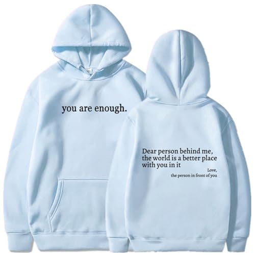 Enthowother Dear Person Behind Me Sweatshirt Hoodie,Halloween Sweatshirt White Hoodie (Sky Blue Hoodie,M) - Image 1