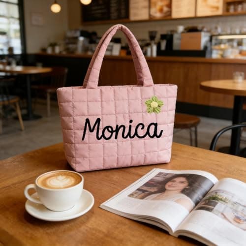 Mother's Day Personalized DIY Down Travel Bag. Quilted shoulder bag, customizable with names and cute expressions. A thoughtful gift for your best friend, loved ones, or your mom this Mother's Day. - Thumbnail 6