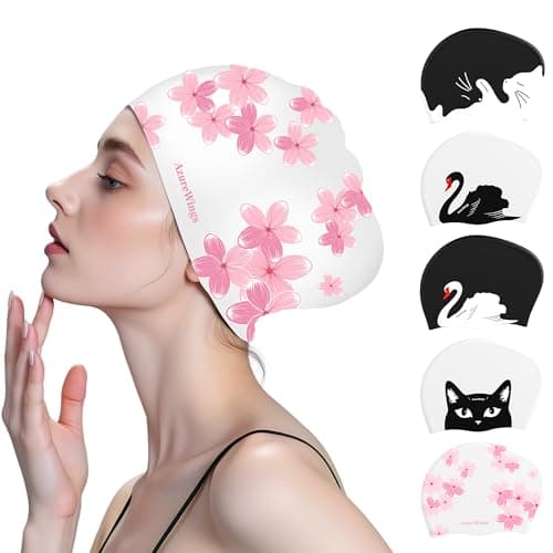 Large Swim Cap for Women Men, Swimming Caps for Long Hair Adults Youths,Silicone Swim Hats Bathing Caps to Keep Hair Dry