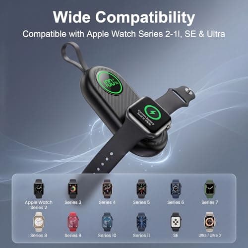 2026 Upgraded 2500mAh Portable Charger for Apple Watch, 2-in-1 Magnetic Wireless Fast Charging for Apple Watch Charger - Compact iWatch Accessories for RV, Camping, Car & Travel Essential - Thumbnail 3