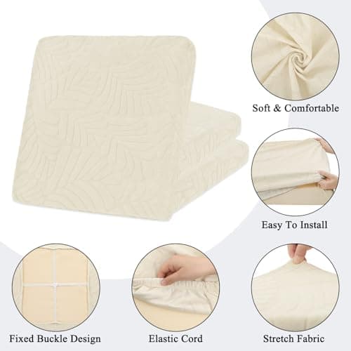 HEBE Stretch Patio Cushion Covers Set 8pcs,Waterproof Outdoor Couch Covers Replacement,Washable Reusable Seat Cushion Slipcovers for Patio Furniture Protector,Chair Cushion Cover - Thumbnail 4