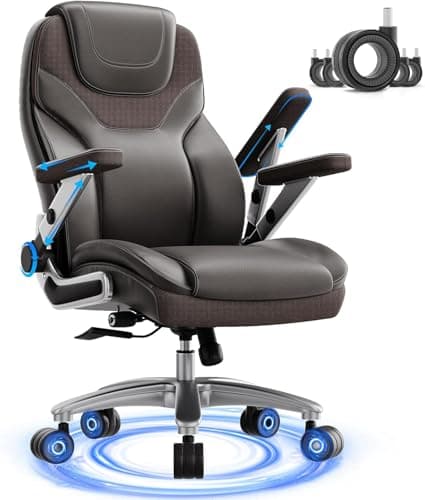 CoziCradle Big and Tall Office Chair with 5D Arms, 600lbs Fabric & PU Leather Heavy Duty Desk Chair, Adjustable Lumbar Support & Height, Tilt Function, High Back Ergonomic Executive Computer Chair - Image 1