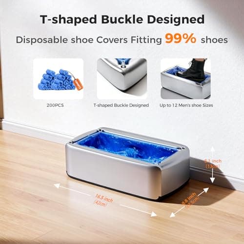 VMYTH Upgraded Automatic Shoe Cover Dispenser,Shoe Cover Machine With 200pcs Disposable Covers And Fits Most Shoes Size,Shoe Covers Disposable Dispenser For Home,Factory,Office,Laboratory - Thumbnail 2