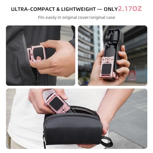 Flymile Pocket 3 Magnetic Mount Stand, Expansion Adapter Magnet Holder ＆ Cold Shoe for Xtra Muse 180° Adjustable Handle Aluminum Metal Clamp Frame Case Desk Base for DJI Osmo Pocket 3 Pink Accessories - Thumbnail 2