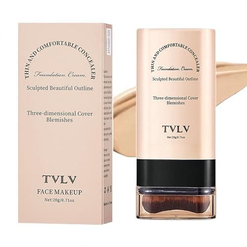 Face and Body Moisturizing Concealer Foundation,Flawlessly Covers Dark Circles, Wrinkles, Fine Lines. Features a Built-in Soft, Dense Brush Head.Medium-Dark and Natural Shades, 0.17 oz (02#NATURE) - Image 1
