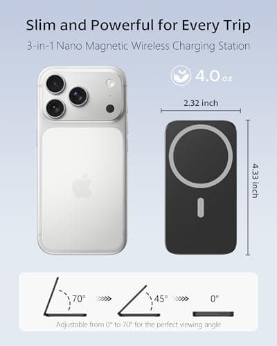 XNYAND Compatible MagSafe 3 in 1 Wireless Charging Station for Apple, Magnetic Foldable Charger Stand for iPhone 17/16/15/14/13/12 Pro Max, Apple Watch Ultra/Series & AirPods Pro Fast Charging Dock - Thumbnail 6